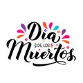 Dia de los Muertos calligraphy hand lettering isolated on white. Mexican holiday Day of the Dead greeting card. Easy to edit Royalty Free Stock Photo