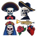 Dia de los muertos celebration with bundle icons
