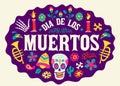 Dia De Los Muertos Celebration Card Design with Skulls and Object