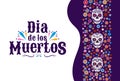 Dia de los muertos colorful design template with skulls and flowers Royalty Free Stock Photo