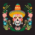 Dia de Los Muertos or Day of the Dead composition. Traditional Mexican festival.