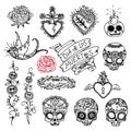 Day of the Dead hand sketched doodles