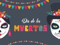 Dia de los muertos, Day of the dead, Mexican holiday banner Royalty Free Stock Photo