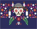 Dia de los muertos, Day of the dead, Mexican holiday, festival. Vector poster, banner and card with make up of sugar skull Royalty Free Stock Photo