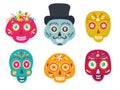 Sugar skulls of woman and man Dia de los muertos, Day of the dead Royalty Free Stock Photo