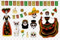 Dia de los muertos, Day of the dead Mexican symbols in doodle style. vector illustration