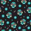 Dia de Los Muertos or Day of the Dead seamless pattern. Traditional Mexican festival. Royalty Free Stock Photo