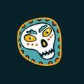 Dia de los muertos. Day of The Dead vector poster with sugar festive skull on dark background. Cartoon vector Royalty Free Stock Photo