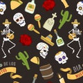 Dia de los muertos day of the dead vector seamless patetrn