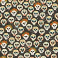 Dia De Los Muertos flower holiday skull seamless pattern hand drawn cartoon style fabric textile background. Day of the Dead Royalty Free Stock Photo