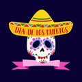 Dia de Los Muertos greeting card, invitation. Mexican Day of the Dead. Royalty Free Stock Photo