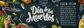 Dia de los Muertos lettering and mexican traditional food