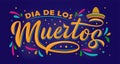 Dia de Los Muertos lettering sign. Inscription Day of the Dead with colorful sombrero Royalty Free Stock Photo