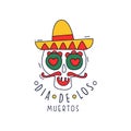 Dia De Los Muertos logo, traditional Mexican Day of the Dead, design element can be used for holiday party banner