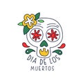 Dia De Los Muertos logo, traditional Mexican Day of the Dead design element, holiday party decoration banner, poster