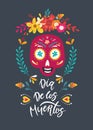 Dia de Los Muertos, Mexican Day of the Dead. Greeting card with hand drawn lettering Royalty Free Stock Photo