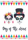 Dia de Los Muertos, Mexican Day of the Dead. Greeting card with hand drawn lettering Royalty Free Stock Photo