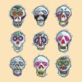 Dia de los Muertos mexican sugar skulls set Royalty Free Stock Photo