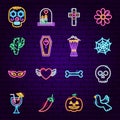 Dia de Los Muertos Neon Icons