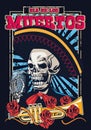 Dia de los muertos poster with mariachi skull and trumpet