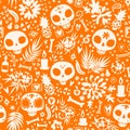 Dia de los muertos seamless vector pattern. Royalty Free Stock Photo