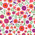 Dia de los muertos seamless vector pattern with marigold flowers. The main symbols of the holiday on the white