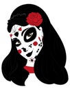 Dia de los Muertos sugar skull girl with roses for Day of the Dead Royalty Free Stock Photo