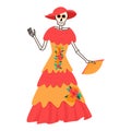 Dia de Los Muertos, traditional Mexican Halloween vector flat cartoon illustration. Day of the dead decoration