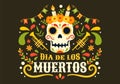 Dia de Los Muertos Vector Illustration with Day of the Dead, Play Music, Skeleton in Mexican Costumes and Sombrero in Flat Cartoon Royalty Free Stock Photo