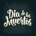 Dia de los Muertos vintage vector lettering on dark background.