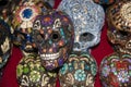 Dia de Muertos or Day of the Dead holiday skulls are a common symbol of the holiday at Mexican markets in Mexico Royalty Free Stock Photo