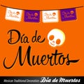 Dia de Muertos, Day of the Dead spanish text vector lettering and decoration. Royalty Free Stock Photo