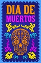 Dia de Muertos, Day of the death spanish text colorful