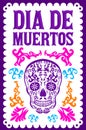 Dia de Muertos, Day of the death spanish text colorful vector decoration design