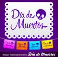 Dia de Muertos, Day of the death spanish text vector lettering decoration Royalty Free Stock Photo