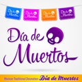 Dia de Muertos, Day of the death spanish text vector lettering and decoration Royalty Free Stock Photo