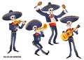Dia de Muertos. Mariachi band musician of skeletons. Mexican tradition. Royalty Free Stock Photo