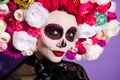 Dia de muertos. Photo voodoo witch death day concept religion honor ritual dead relatives saints folklore face print