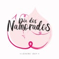 Dia dos Namorados June 12 Brazil Valentine`s Lovers` Day heart typography text poster background art
