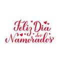 Dia Dos Namorados calligraphy hand lettering. Happy Valentines Day in Portuguese. Brazilian holiday on June 12. Vector