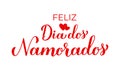 Dia Dos Namorados calligraphy hand lettering. Happy Valentines Day in Portuguese. Holiday in Brazil on June 12. Vector