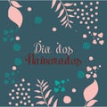 Dia dos Namorados greeting card template with typography text happy Dia dos Namorados and red heart