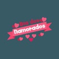 Dia dos Namorados greeting card template with typography text happy Dia dos Namorados and red heart