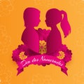 Dia dos Namorados June 12 Brazil Valentine`s Lovers` Day of Enamored flower couple poster design vector