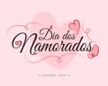 Dia dos Namorados June 12 Brazil Valentine`s Lovers` Day heart typography text poster background