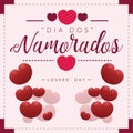 Dia dos Namorados June 12 Brazil Valentines Lovers Day heart poster background banner greeting card design