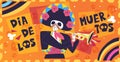 Dia muertos banner. Day of dead celebration background, mexico festival death altar, mexican deadly skull celebrates Royalty Free Stock Photo