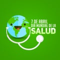 Dia mundial de la Salud - World health day april 7 spanish text