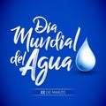 Dia mundial del Agua, 22 de Marzo, World Water Day, March 22 spanish text