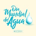 Dia mundial del Agua, 22 de Marzo, World Water Day, March 22 spanish text Royalty Free Stock Photo